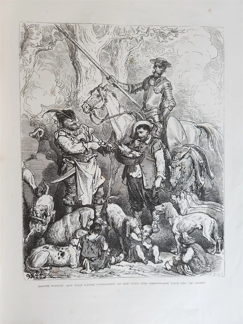 1869 DON QUIXOTE by CERVANTES illustrated by GUSTAVE DORE antique 2 FOLIO VOLS. - 14