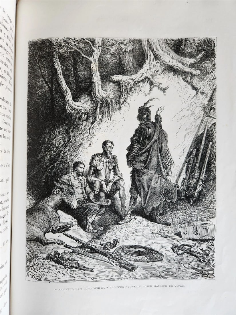 1869 DON QUIXOTE by CERVANTES illustrated by GUSTAVE DORE antique 2 FOLIO VOLS. - 15