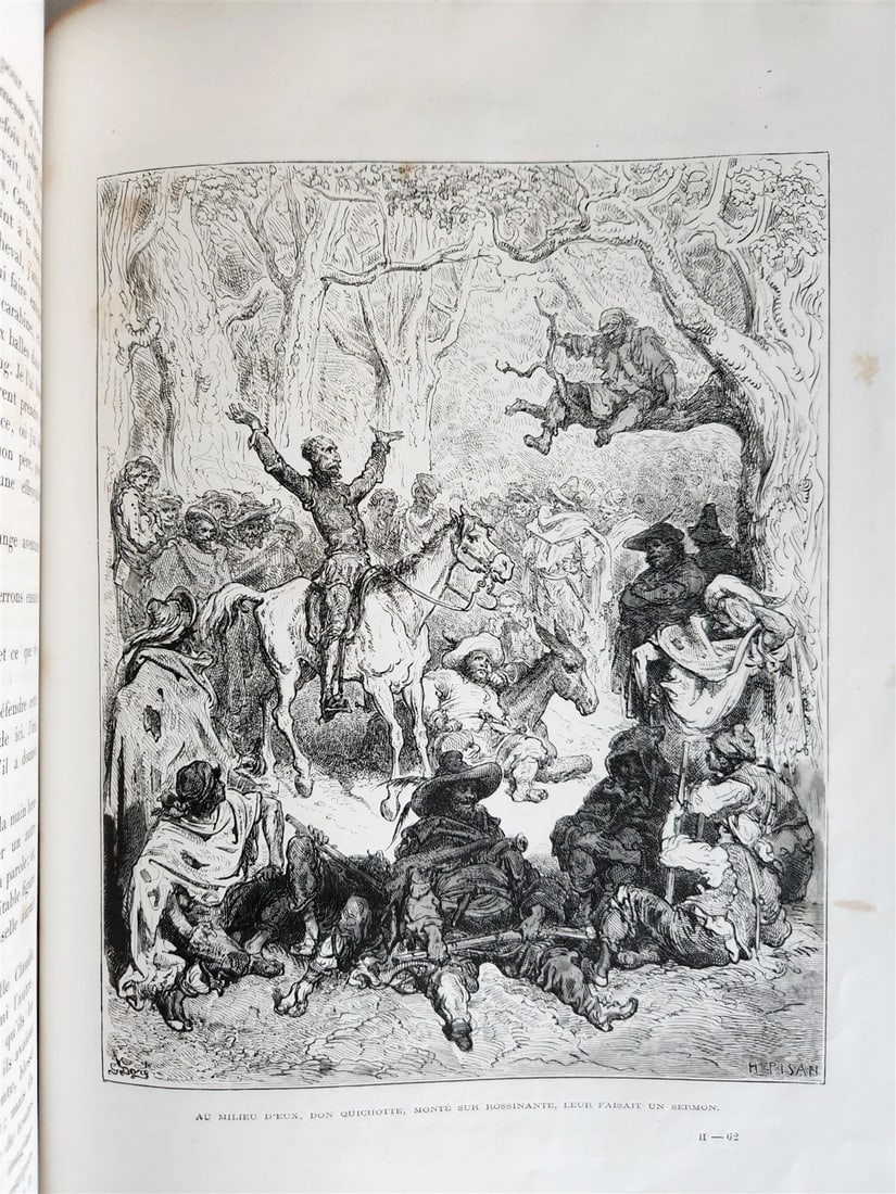 1869 DON QUIXOTE by CERVANTES illustrated by GUSTAVE DORE antique 2 FOLIO VOLS. - 16