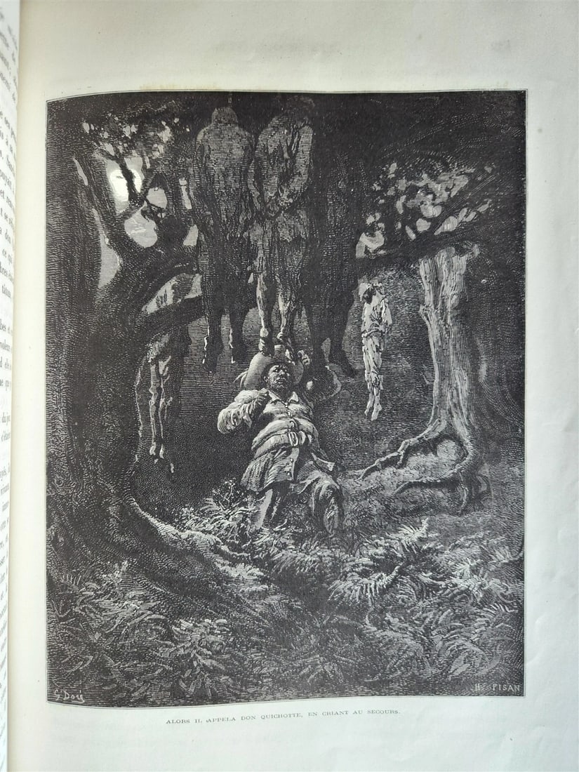 1869 DON QUIXOTE by CERVANTES illustrated by GUSTAVE DORE antique 2 FOLIO VOLS. - 17