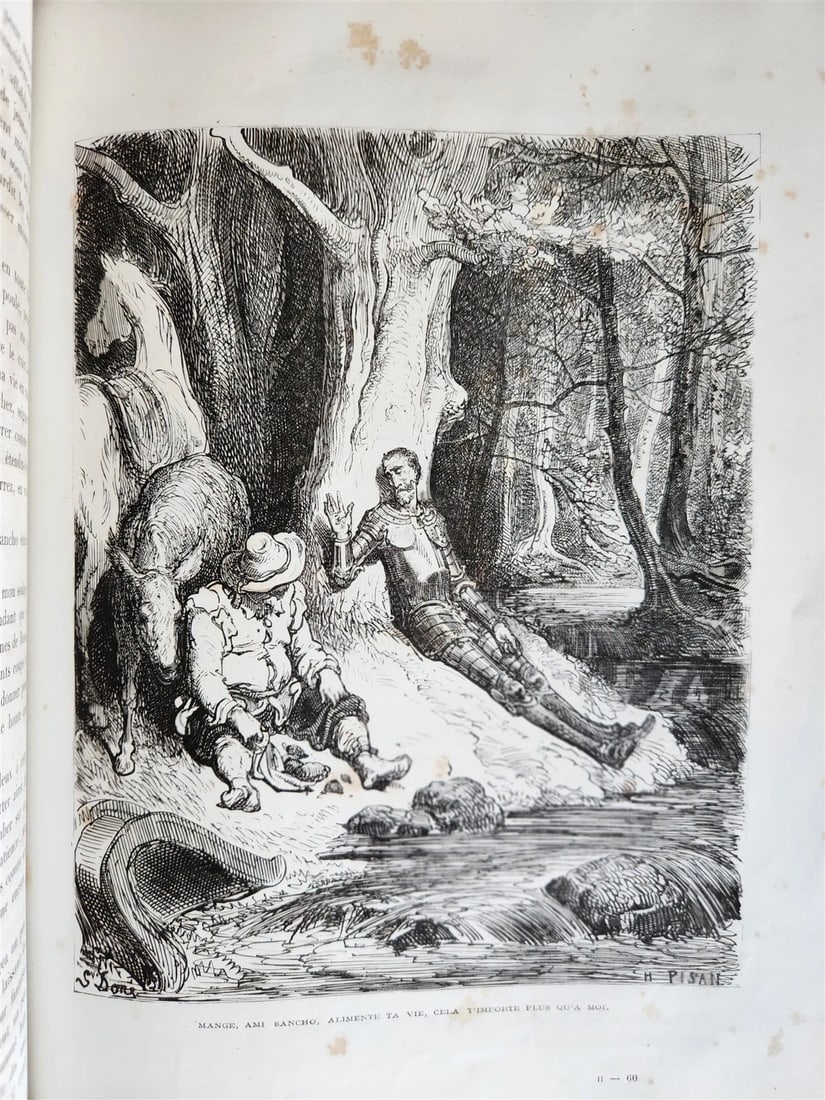 1869 DON QUIXOTE by CERVANTES illustrated by GUSTAVE DORE antique 2 FOLIO VOLS. - 19