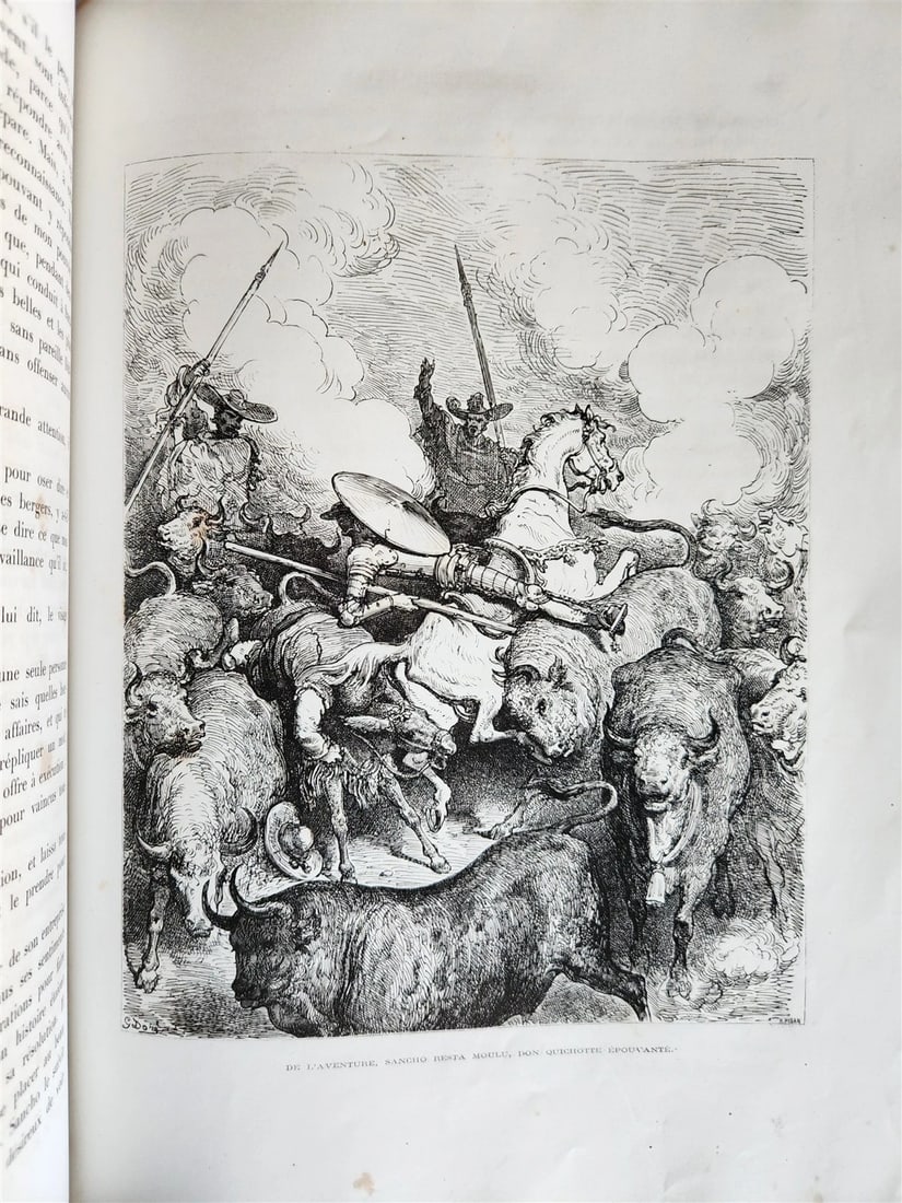 1869 DON QUIXOTE by CERVANTES illustrated by GUSTAVE DORE antique 2 FOLIO VOLS. - 20