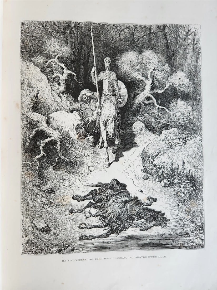 1869 DON QUIXOTE by CERVANTES illustrated by GUSTAVE DORE antique 2 FOLIO VOLS. - 7