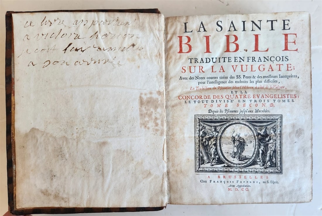 1700 BIBLE in FRENCH 3 VOLUMES antique ILLUSTRATED w/ MAP La Sainte Bible - 13