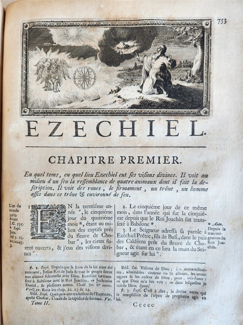 1700 BIBLE in FRENCH 3 VOLUMES antique ILLUSTRATED w/ MAP La Sainte Bible - 14