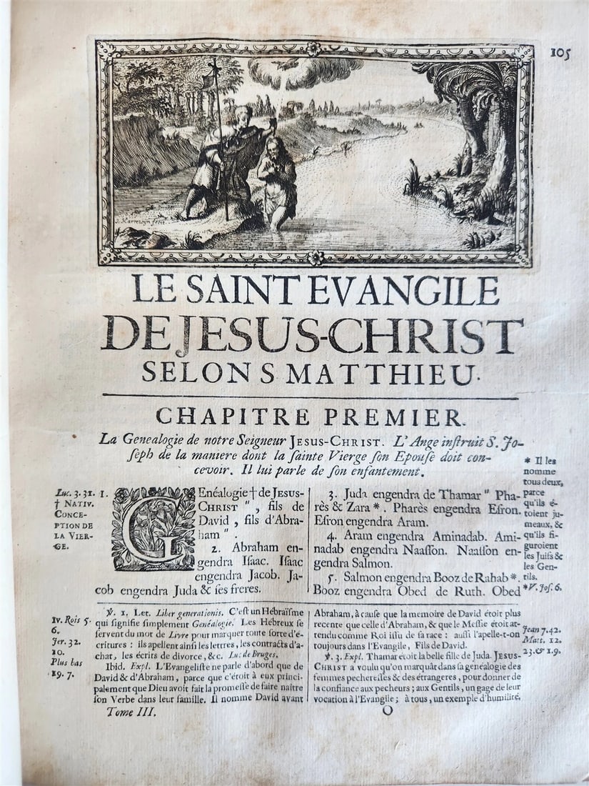 1700 BIBLE in FRENCH 3 VOLUMES antique ILLUSTRATED w/ MAP La Sainte Bible - 16