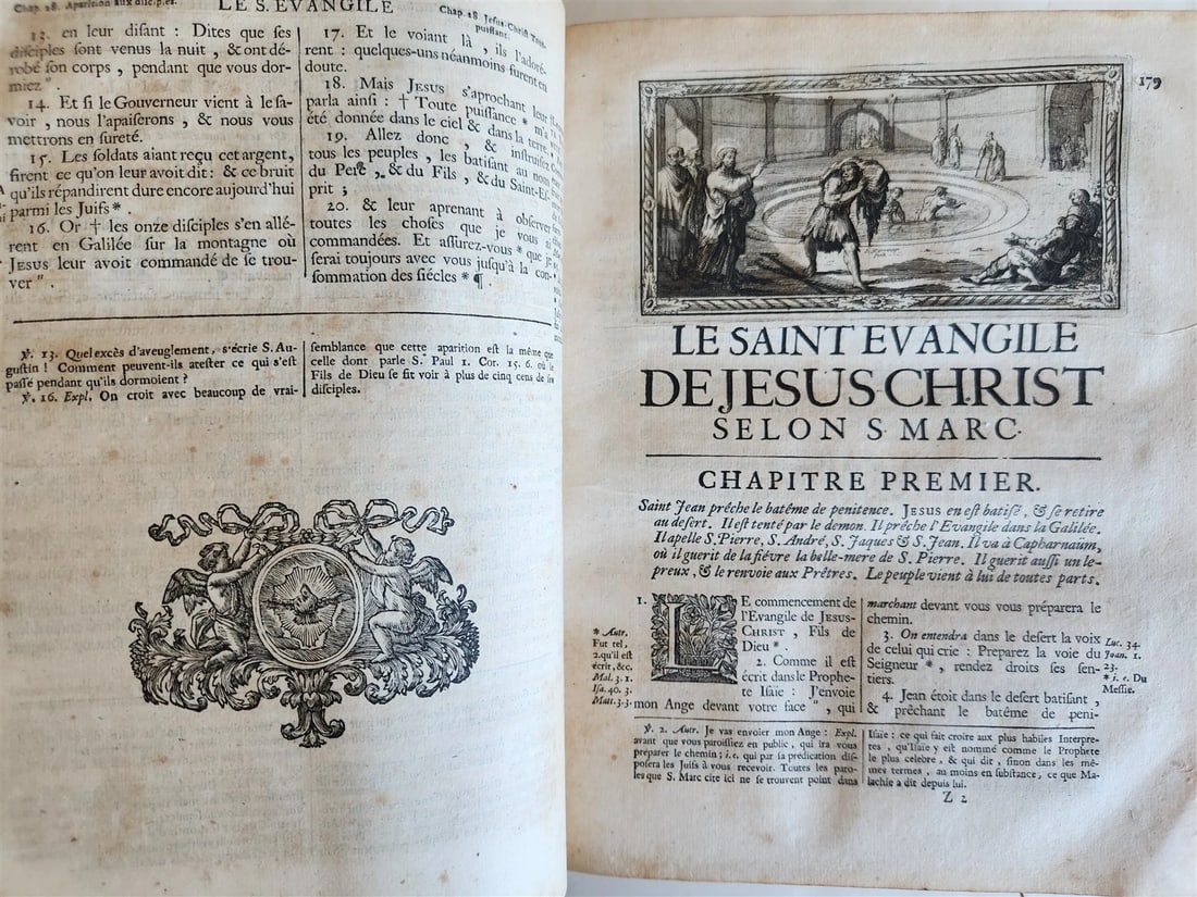 1700 BIBLE in FRENCH 3 VOLUMES antique ILLUSTRATED w/ MAP La Sainte Bible - 19