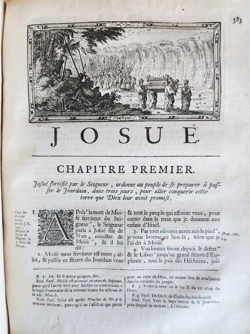 1700 BIBLE in FRENCH 3 VOLUMES antique ILLUSTRATED w/ MAP La Sainte Bible - 7