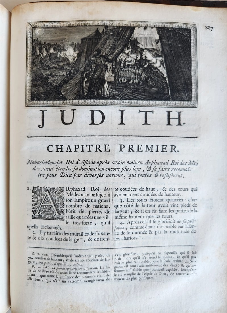 1700 BIBLE in FRENCH 3 VOLUMES antique ILLUSTRATED w/ MAP La Sainte Bible - 8