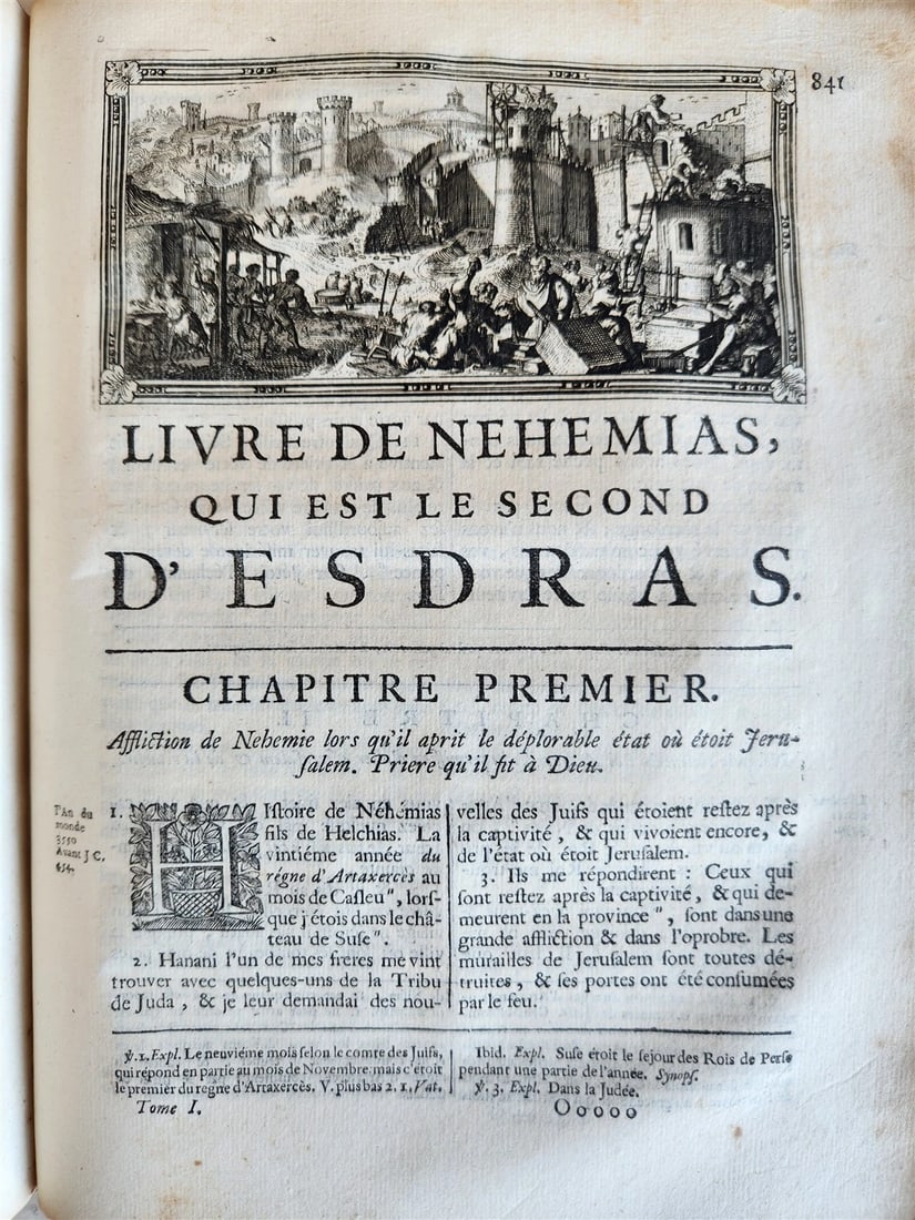1700 BIBLE in FRENCH 3 VOLUMES antique ILLUSTRATED w/ MAP La Sainte Bible - 9