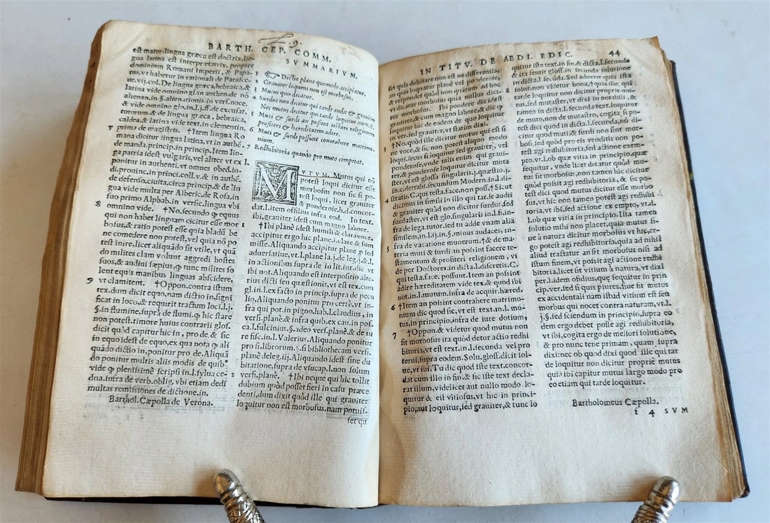 1550 LAW BOOK by Bartholomei Cipolla antique 16th C. original binding - 9