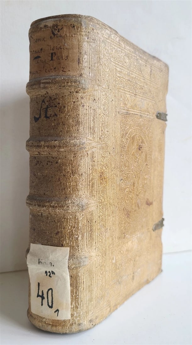 1593 EXEGETICAL WORKS by T. STAPLETON antique 16th CENTURY PLANTIN PIGSKIN BOUND - 2