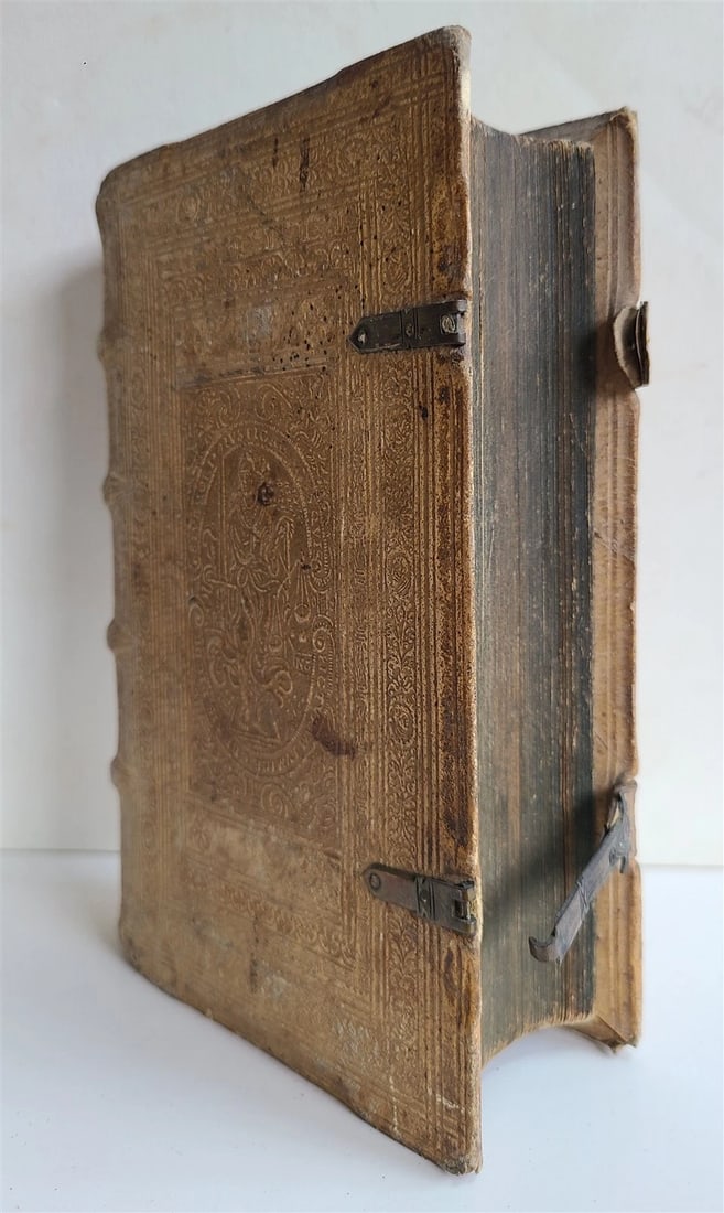 1593 EXEGETICAL WORKS by T. STAPLETON antique 16th CENTURY PLANTIN PIGSKIN BOUND - 4