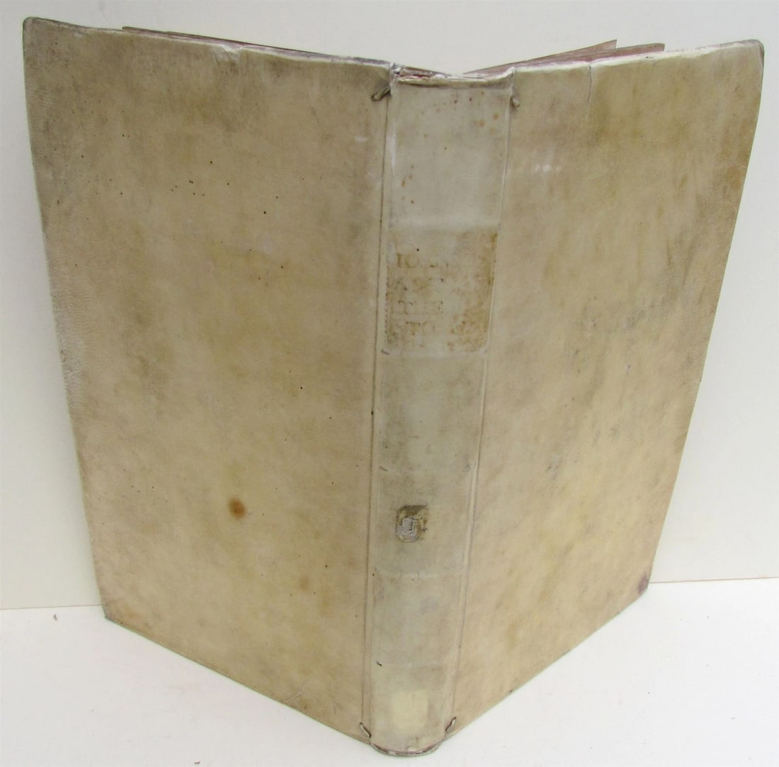 1711 VELLUM BOUND ANTIQUE FOLIO Ioannis a Sto Thoma v. 4: Ioannis a Sto Thoma Ord… Cursus Theologici… Coloniae Agrippinae, 1711. Folio, size 14 x 8". Vol. 4 Period vellum, spine lettered in gilt. Foxing, toning. Refund Policy: W