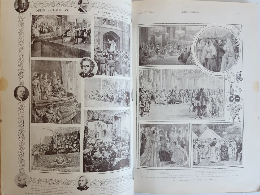 1901 Illustrated London News Record of Queen Victoria Reign antique WOOD BINDING - 10