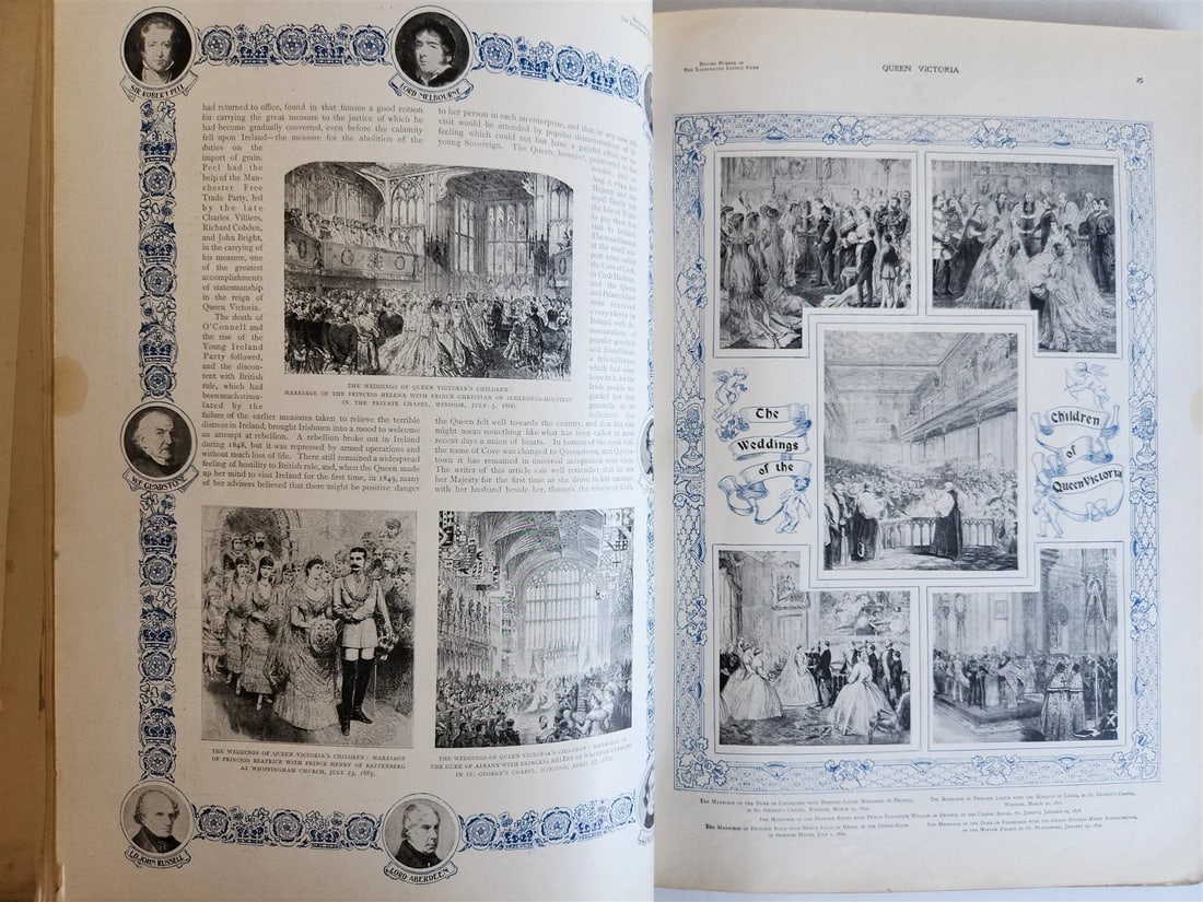 1901 Illustrated London News Record of Queen Victoria Reign antique WOOD BINDING - 11