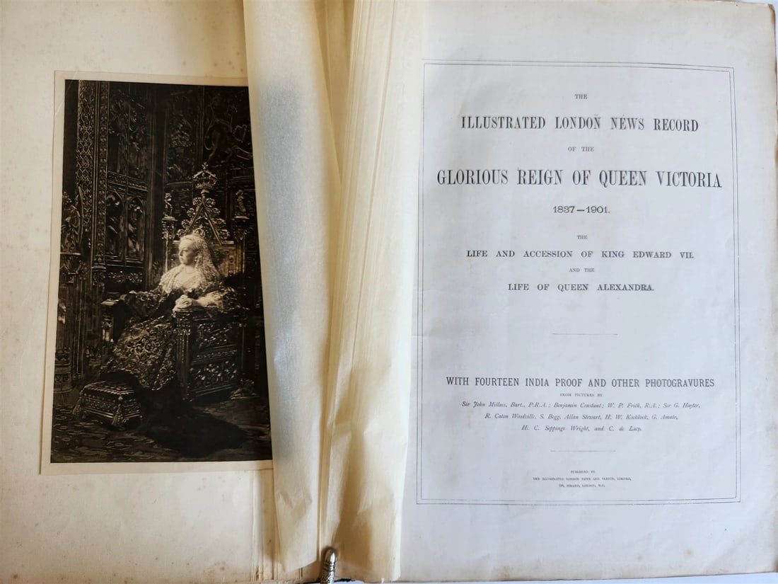 1901 Illustrated London News Record of Queen Victoria Reign antique WOOD BINDING - 4