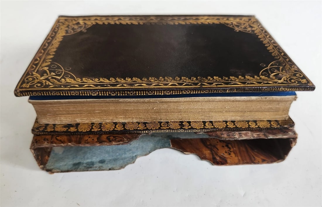 1800s CZECH PRAYER BOOK decorative binding w/ slipcase ANTIQUE - 3