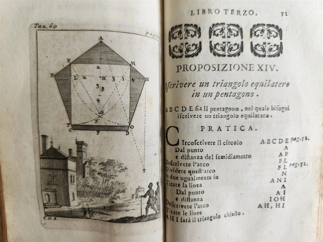 1761 GEOMETRY ILLUSTRATED Pratica di Geometria by Sebastien Leclerc ANTIQUE - 18