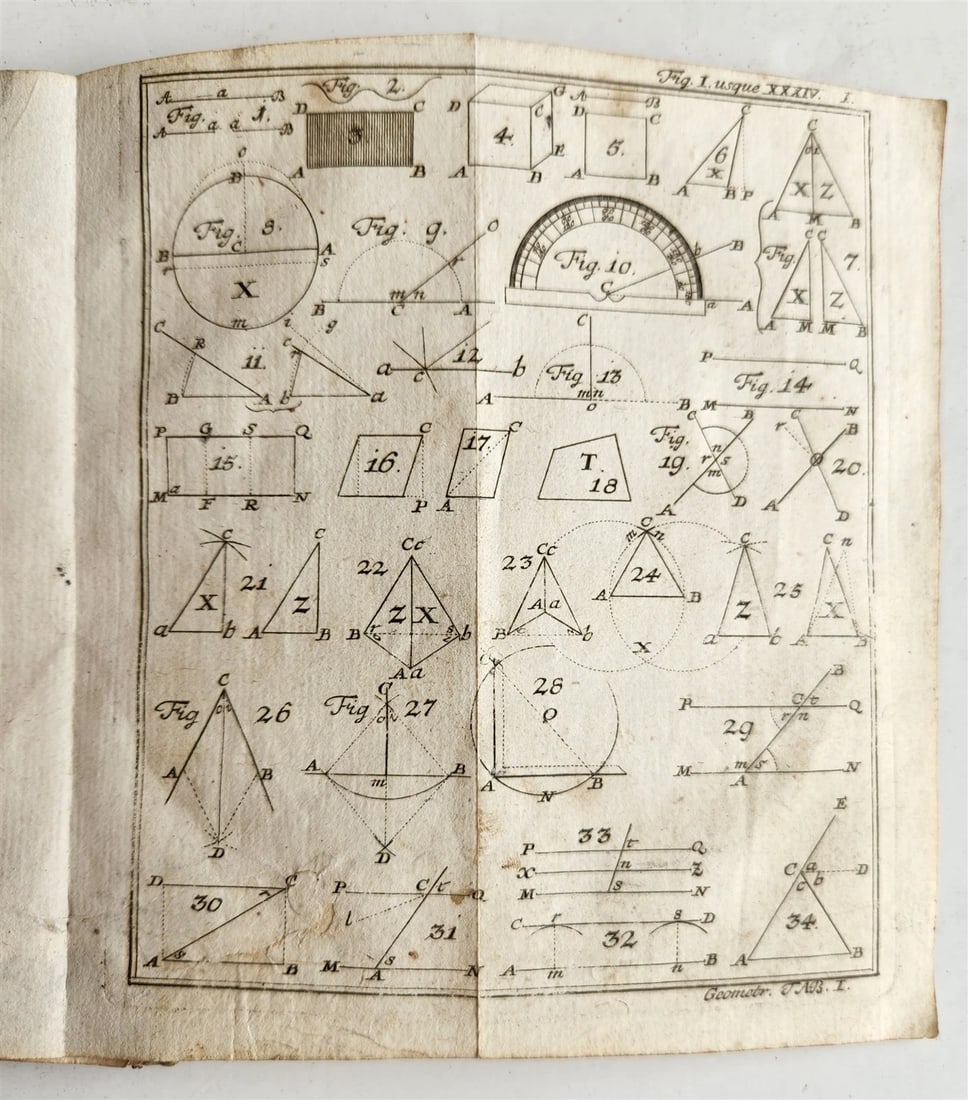 1754 GEOMETRY ILLUSTRATED Francisco Huberti ANTIQUE Institutionum Mathematicarum - 11