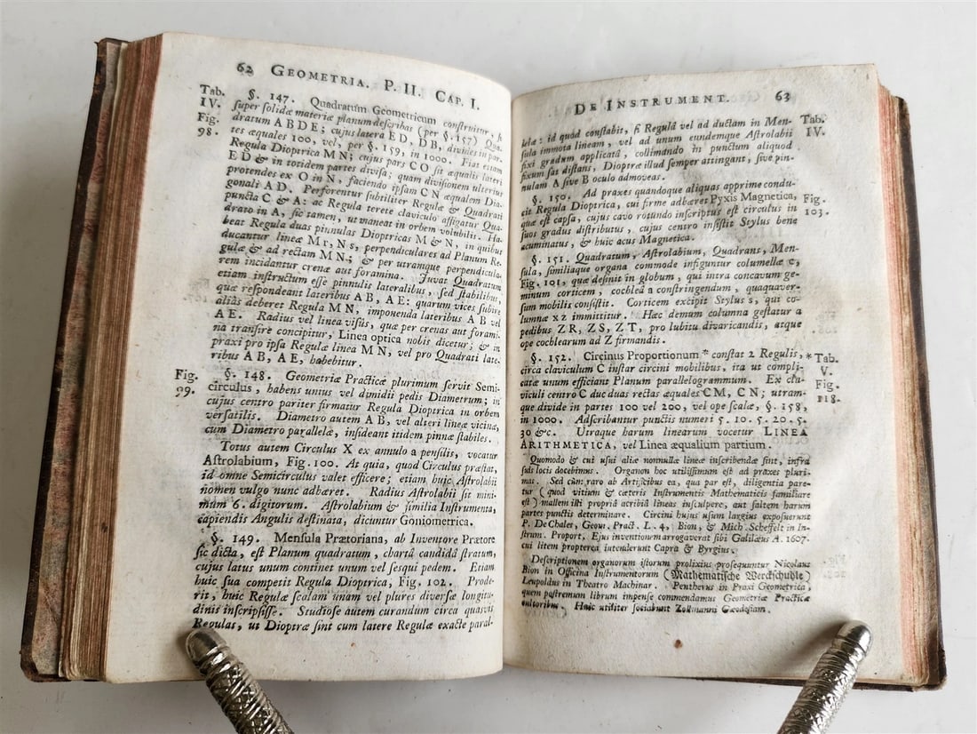 1754 GEOMETRY ILLUSTRATED Francisco Huberti ANTIQUE Institutionum Mathematicarum - 12