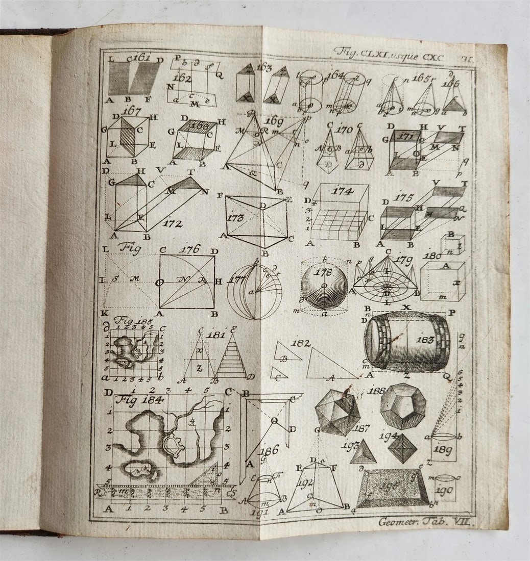 1754 GEOMETRY ILLUSTRATED Francisco Huberti ANTIQUE Institutionum Mathematicarum - 3