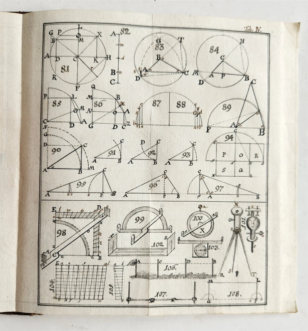 1754 GEOMETRY ILLUSTRATED Francisco Huberti ANTIQUE Institutionum Mathematicarum - 7