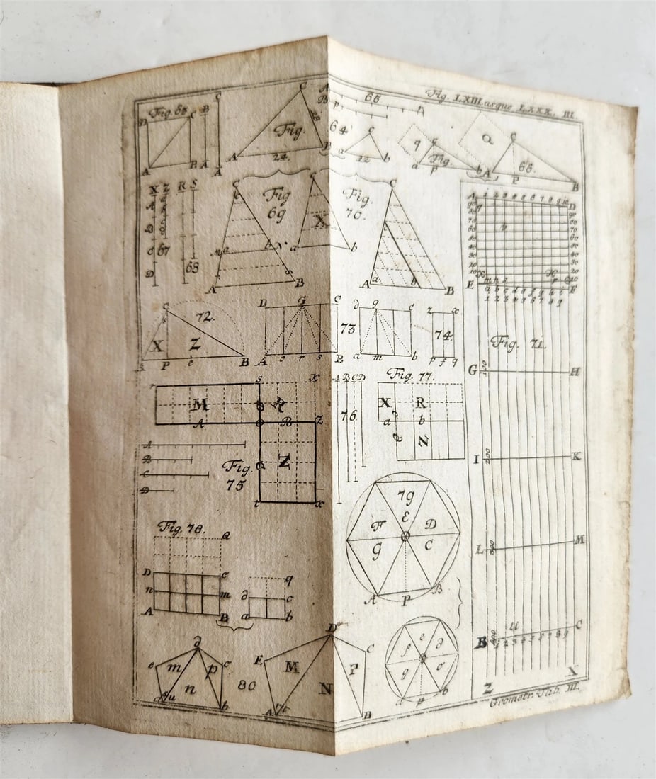 1754 GEOMETRY ILLUSTRATED Francisco Huberti ANTIQUE Institutionum Mathematicarum - 8