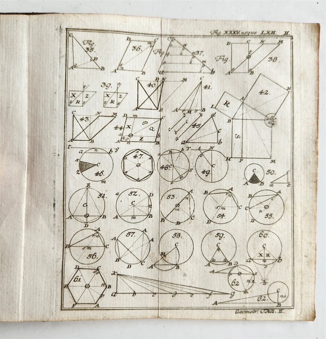 1754 GEOMETRY ILLUSTRATED Francisco Huberti ANTIQUE Institutionum Mathematicarum - 9