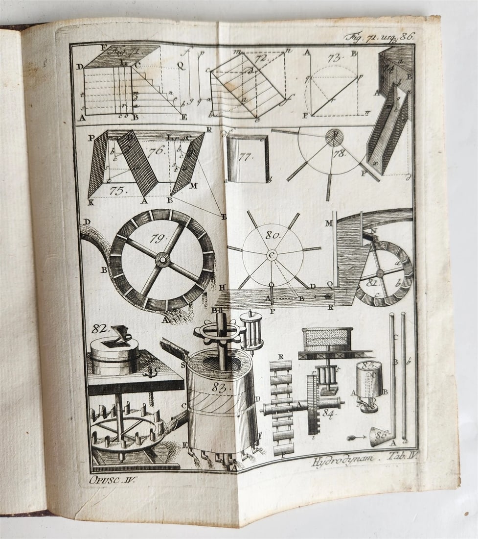 1756 MECHANICA HYDRODYNAMICA ILLUSTRATED Francisco Huberti ANTIQUE - 3