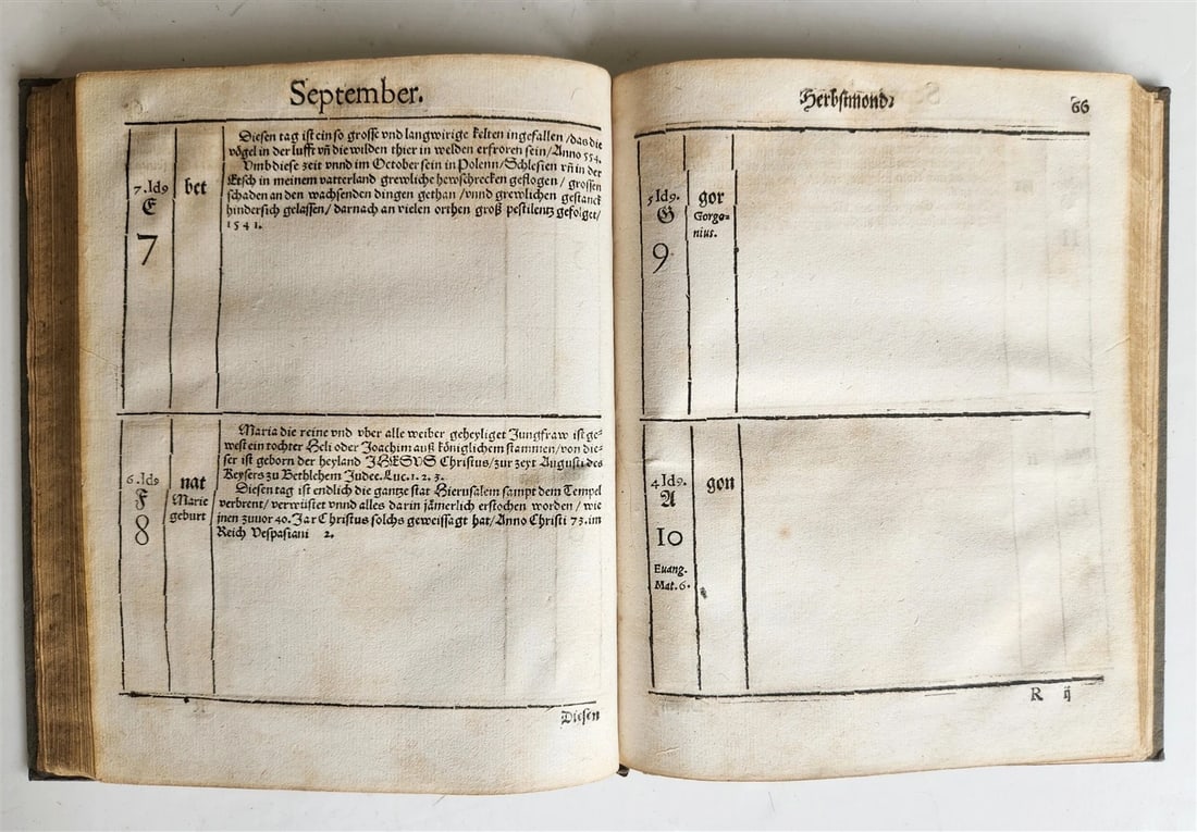 1554 HISTORICAL CALENDAR by CASPAR GOLDWURM Calendarium Historicum ANTIQUE - 10