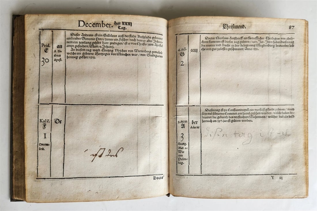 1554 HISTORICAL CALENDAR by CASPAR GOLDWURM Calendarium Historicum ANTIQUE - 12