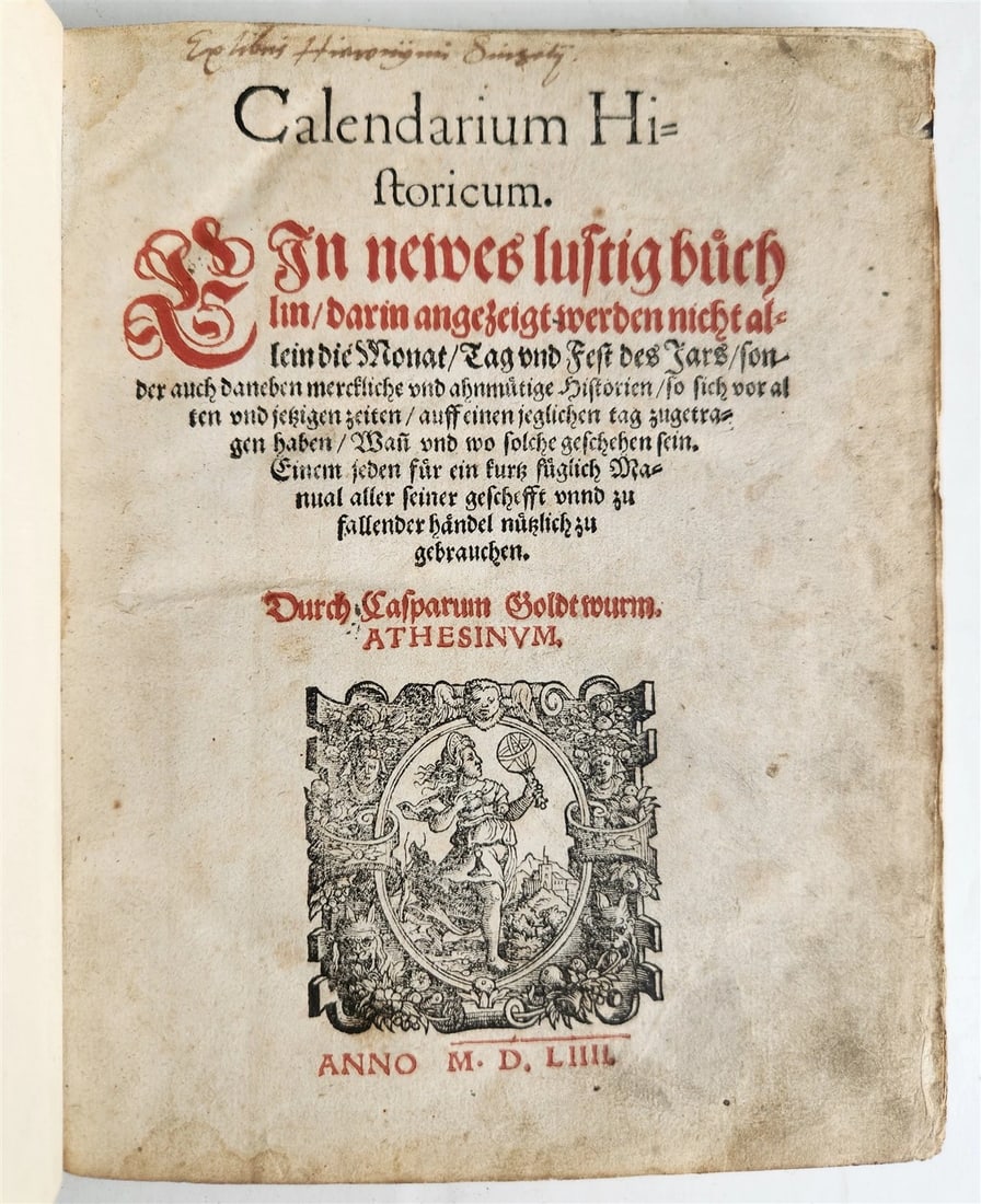 1554 HISTORICAL CALENDAR by CASPAR GOLDWURM Calendarium Historicum ANTIQUE (1 of 12)