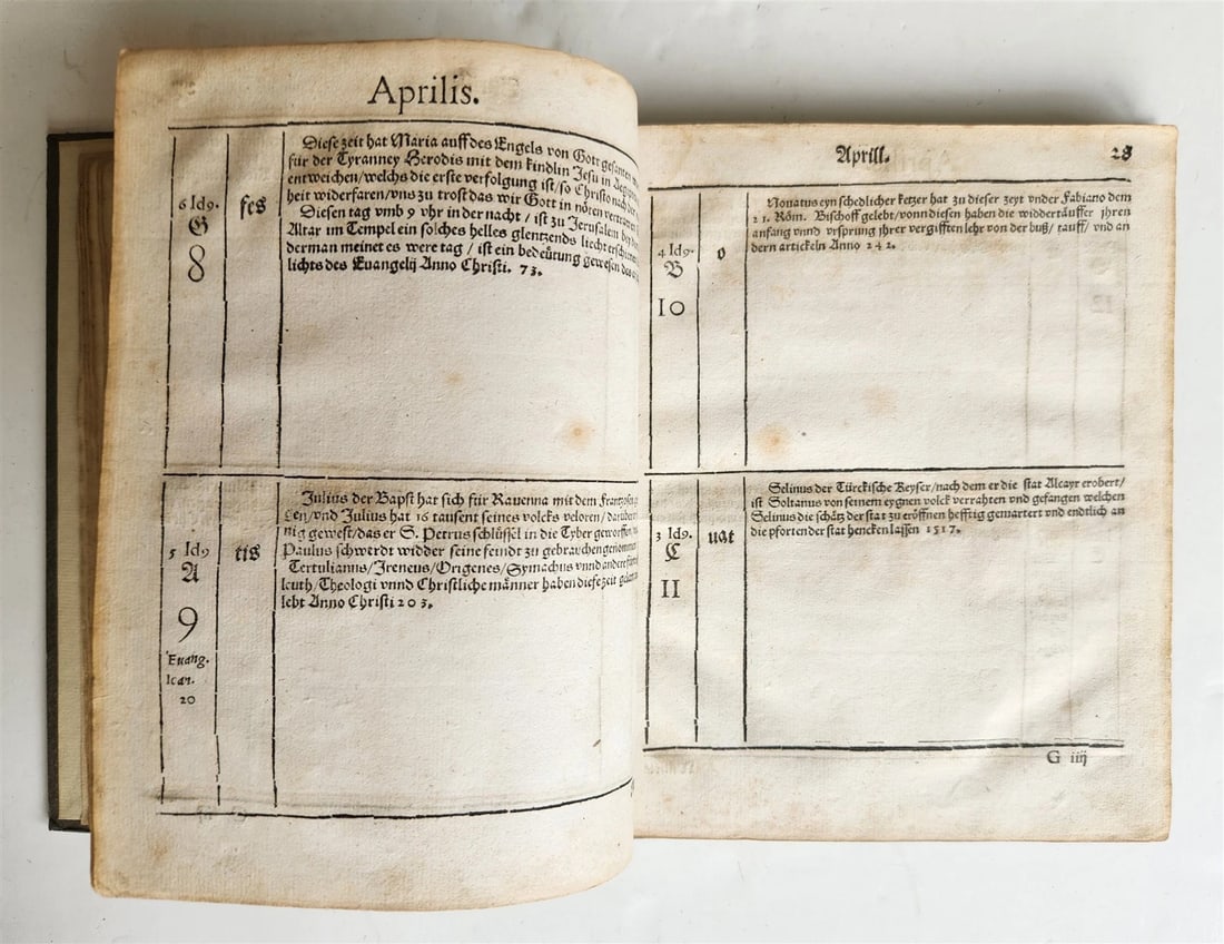 1554 HISTORICAL CALENDAR by CASPAR GOLDWURM Calendarium Historicum ANTIQUE - 5