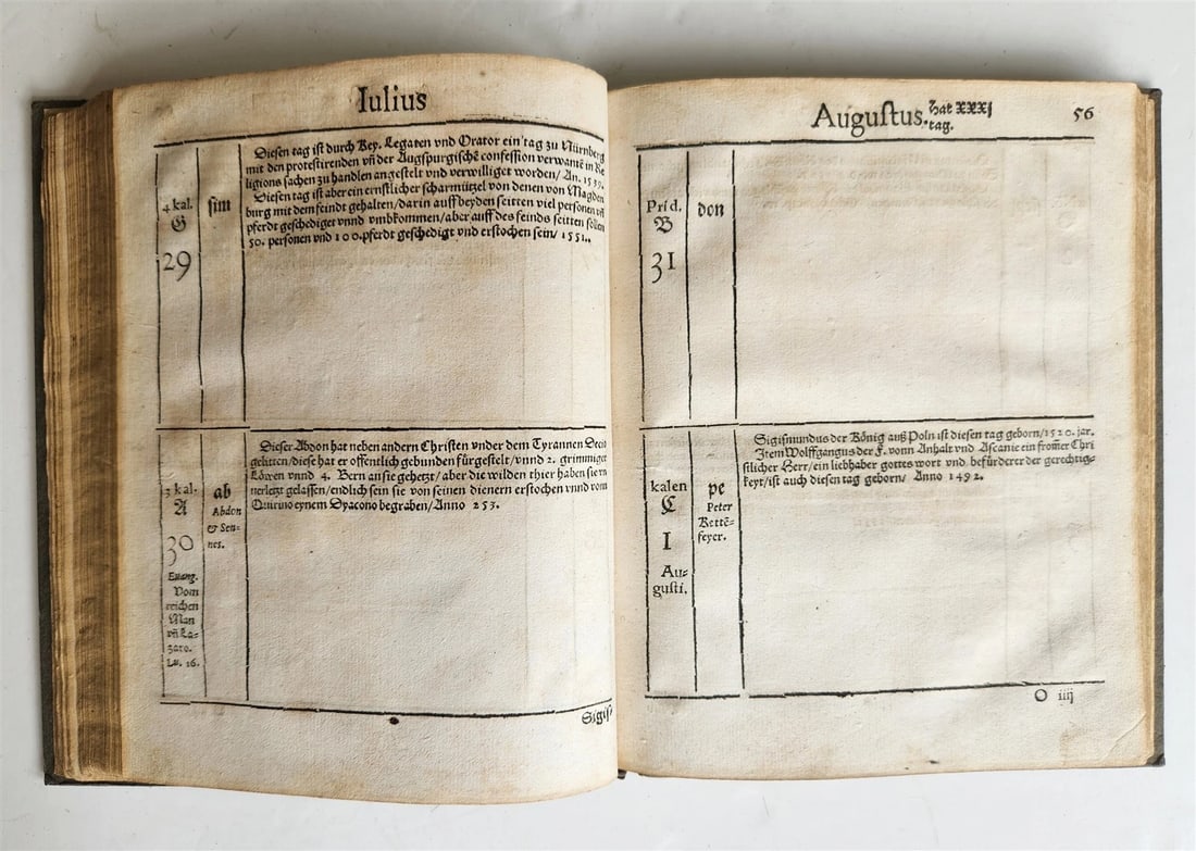 1554 HISTORICAL CALENDAR by CASPAR GOLDWURM Calendarium Historicum ANTIQUE - 8