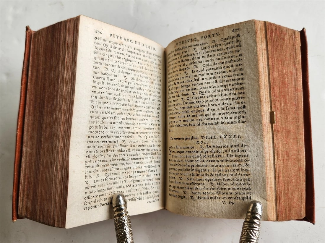 1595 PETRARCA philosophy on fortune & misfortune VELLUM BINDING 16th c. ANTIQUE - 7