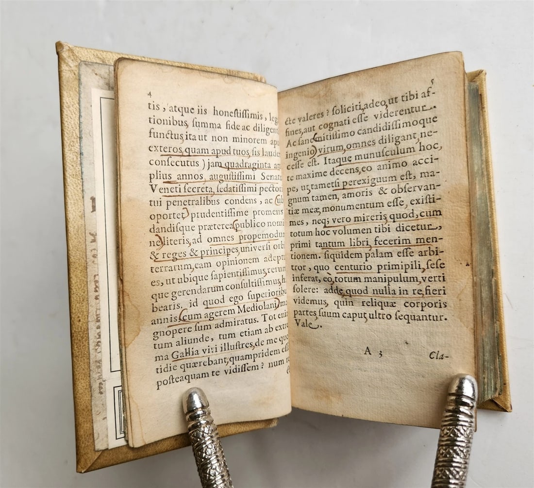 1641 WORKS by ERASMUS in LATIN pocket edition ANTIQUE vellum bound - 11