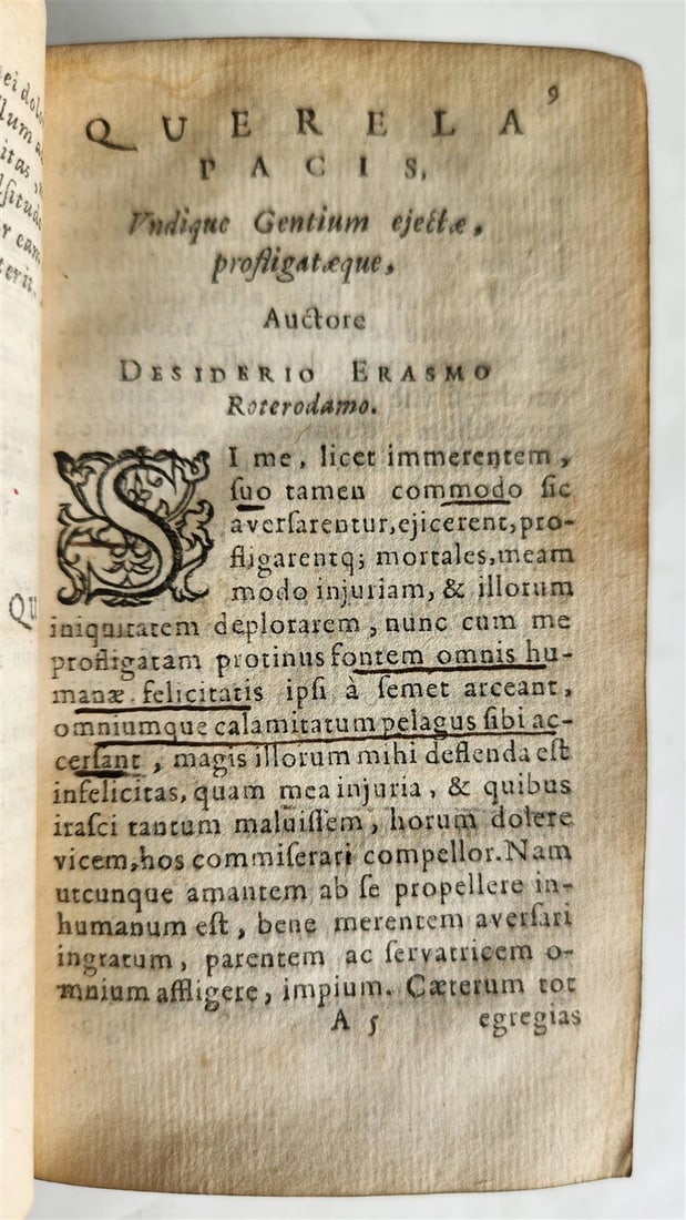 1641 WORKS by ERASMUS in LATIN pocket edition ANTIQUE vellum bound - 13