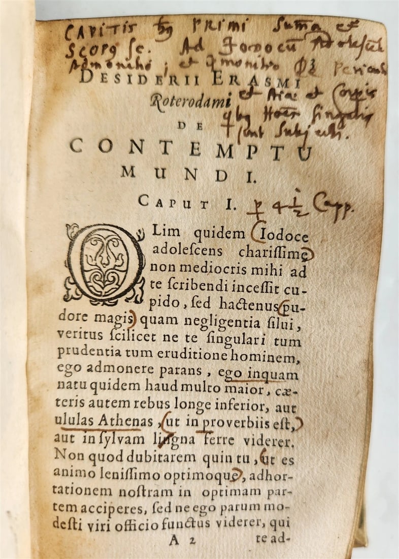 1641 WORKS by ERASMUS in LATIN pocket edition ANTIQUE vellum bound - 15