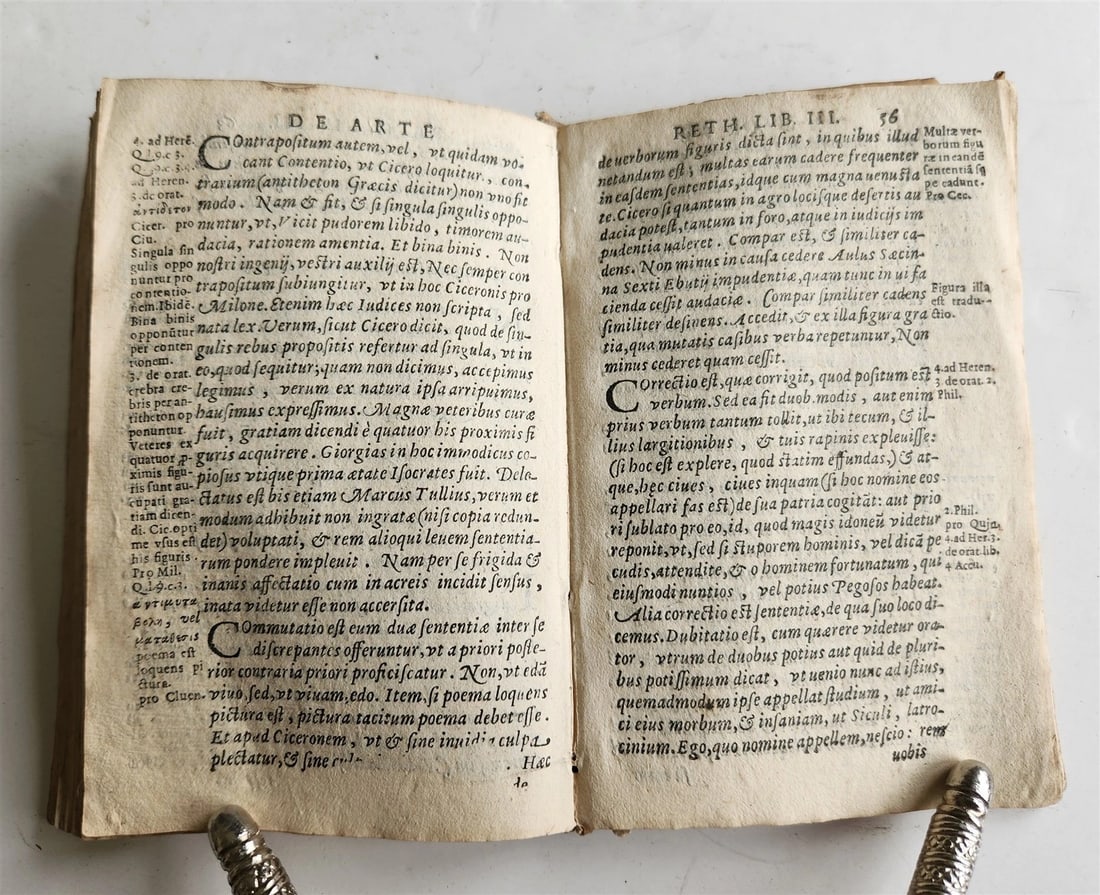1611 first textbook for Jesuit rhetoric by Cipriano Soarez ANTIQUE vellum bound - 9