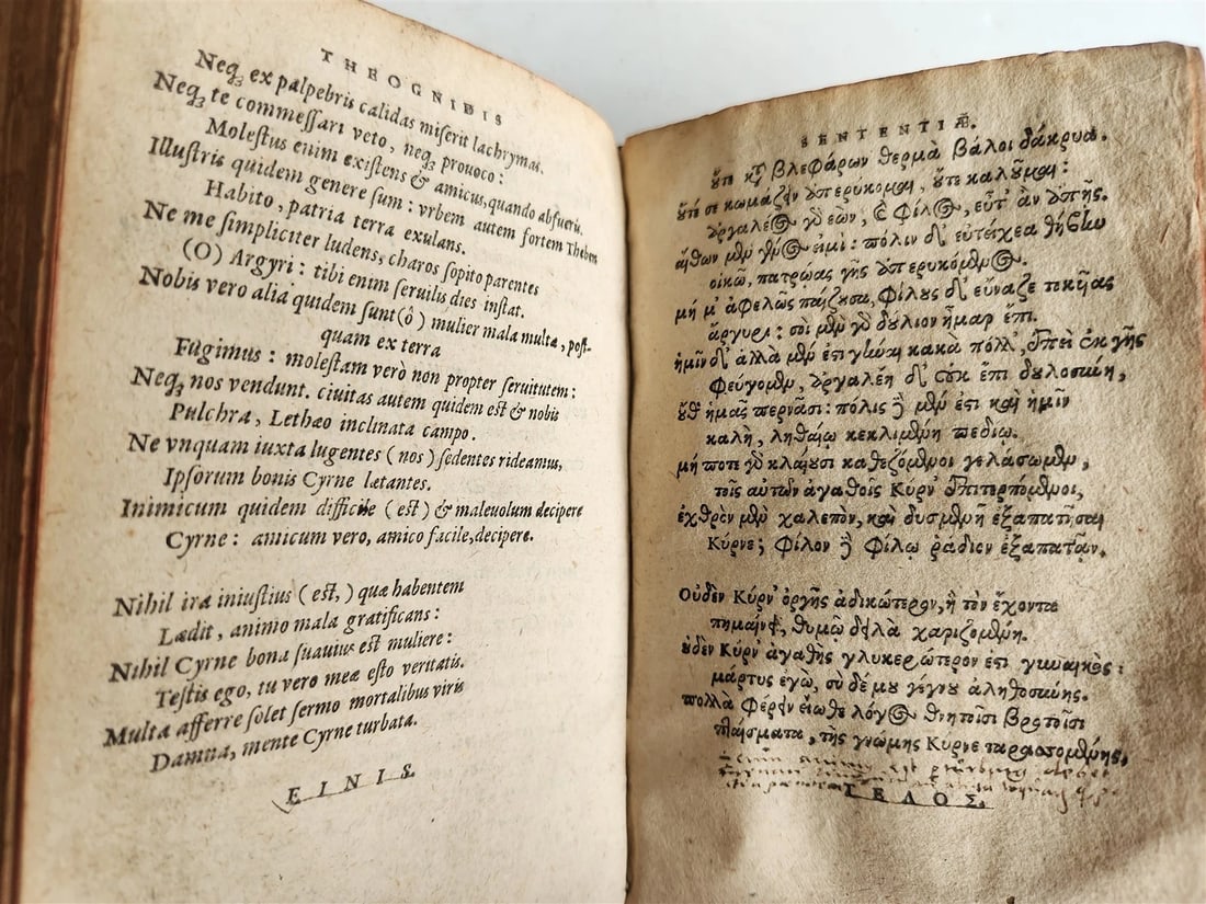 1578 POETRY Sentences of Theognis Megarensis antique vellum bound 16th CENTURY - 7
