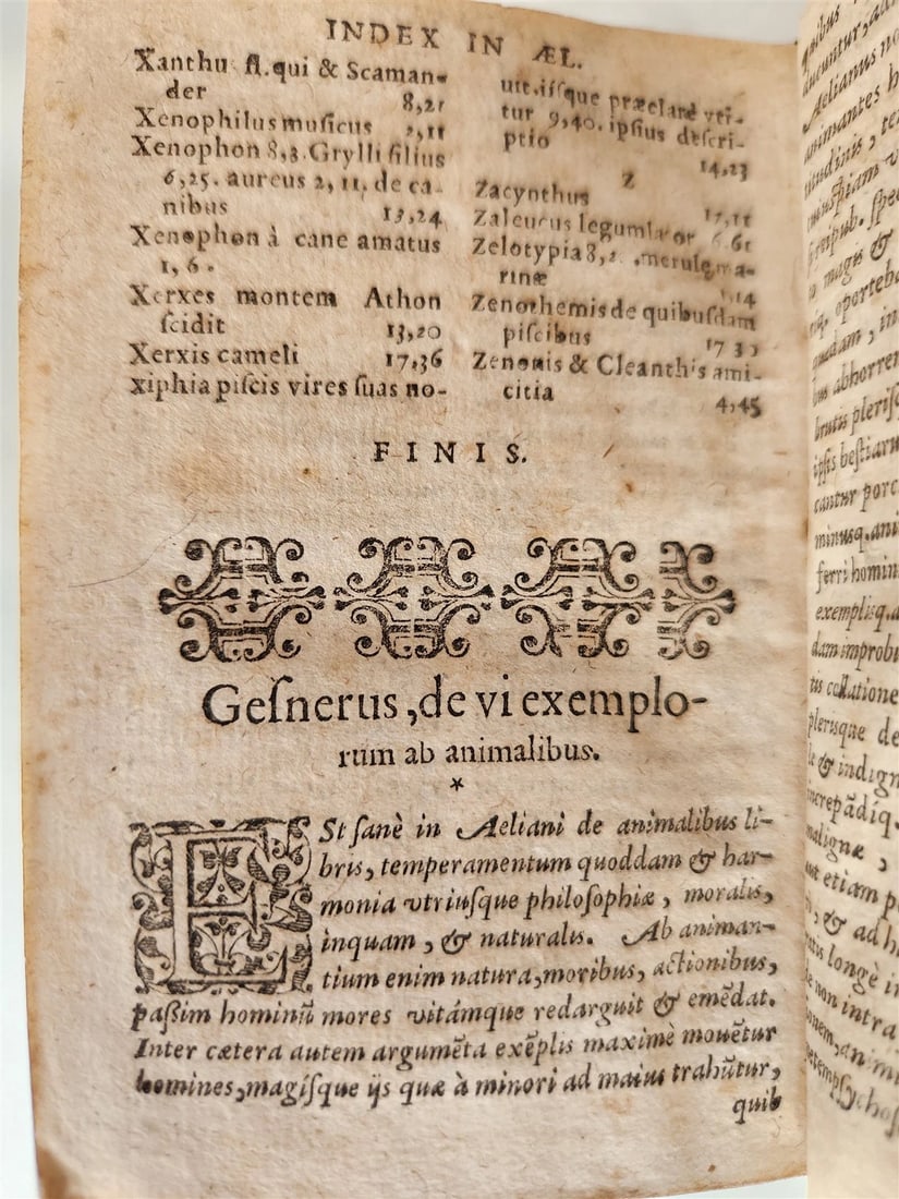 1616 CHARACTERISTICS of ANIMALS antique De Animalium natura by Claudius Aelianus - 11