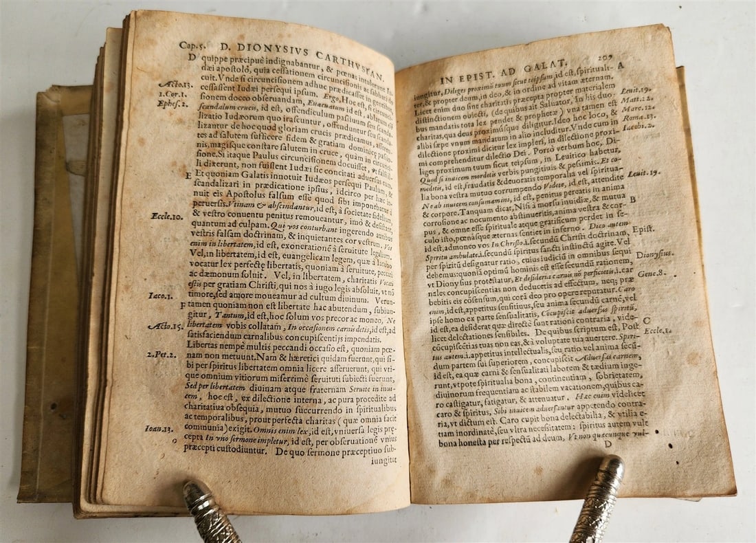 1555 BIBLE COMMENTARY by Dionysius Carthusianus antique VELLUM BINDING 16th CEN. - 11