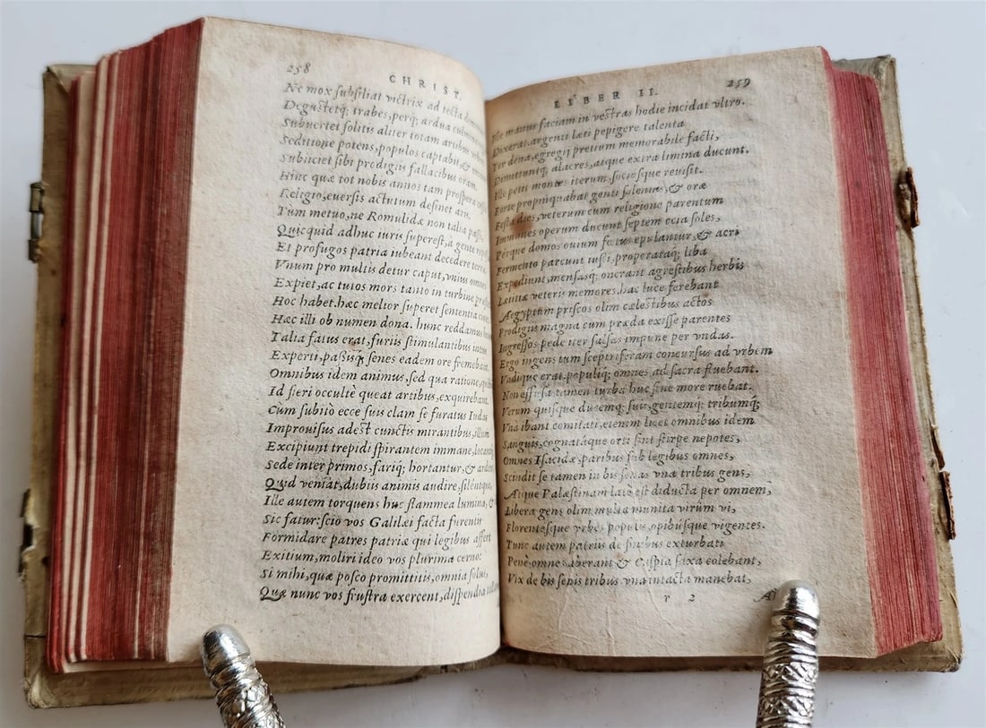 1592 POETRY by Marcus Hieronymus Vida antique BLIND-TOOLED PIGSKIN BINDING 16 C. - 12