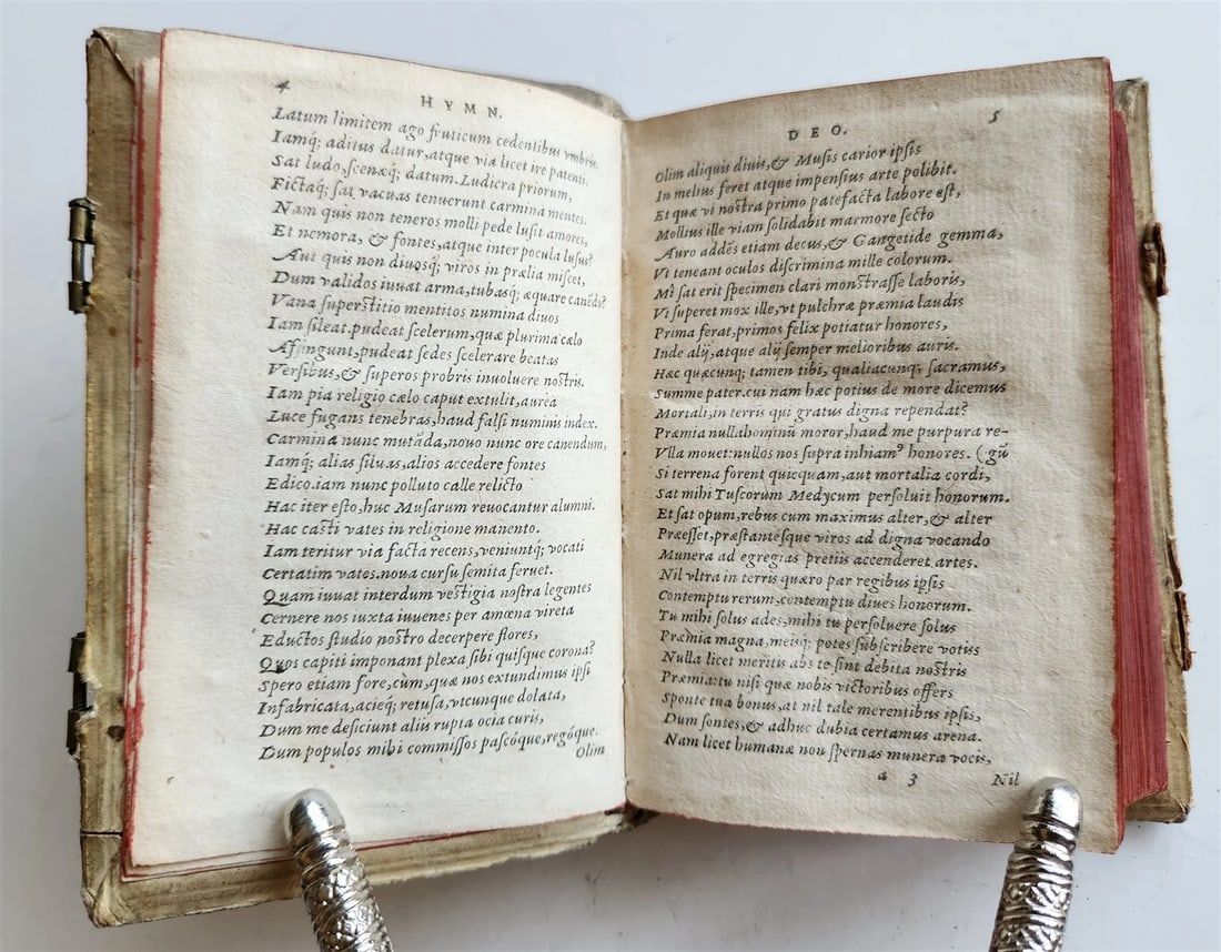 1592 POETRY by Marcus Hieronymus Vida antique BLIND-TOOLED PIGSKIN BINDING 16 C. - 15