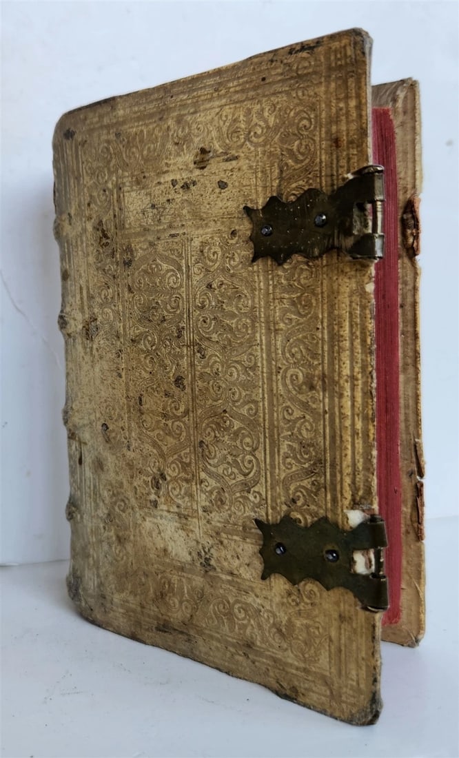 1592 POETRY by Marcus Hieronymus Vida antique BLIND-TOOLED PIGSKIN BINDING 16 C. - 3