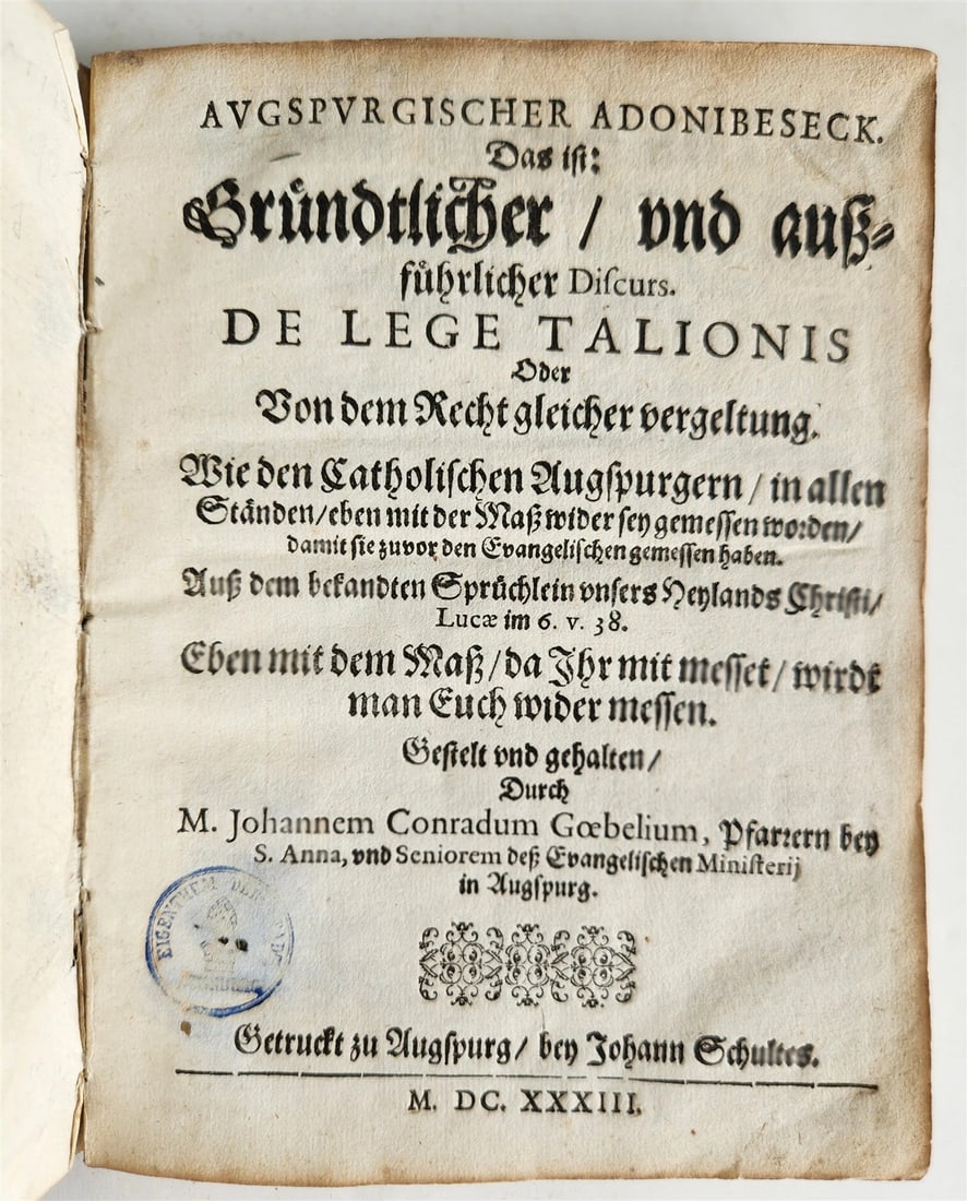 1633 AUGSBURG HISTORY antique VELLUM BINDING - 4
