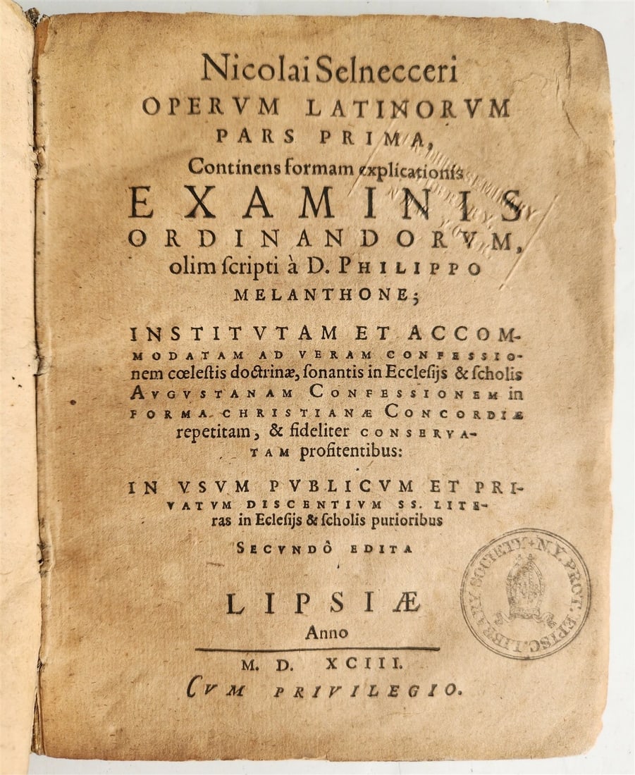 1593 THEOLOGY by Nikolaus Selnecker antique VELLUM BINDING 16th CENTURY - 2