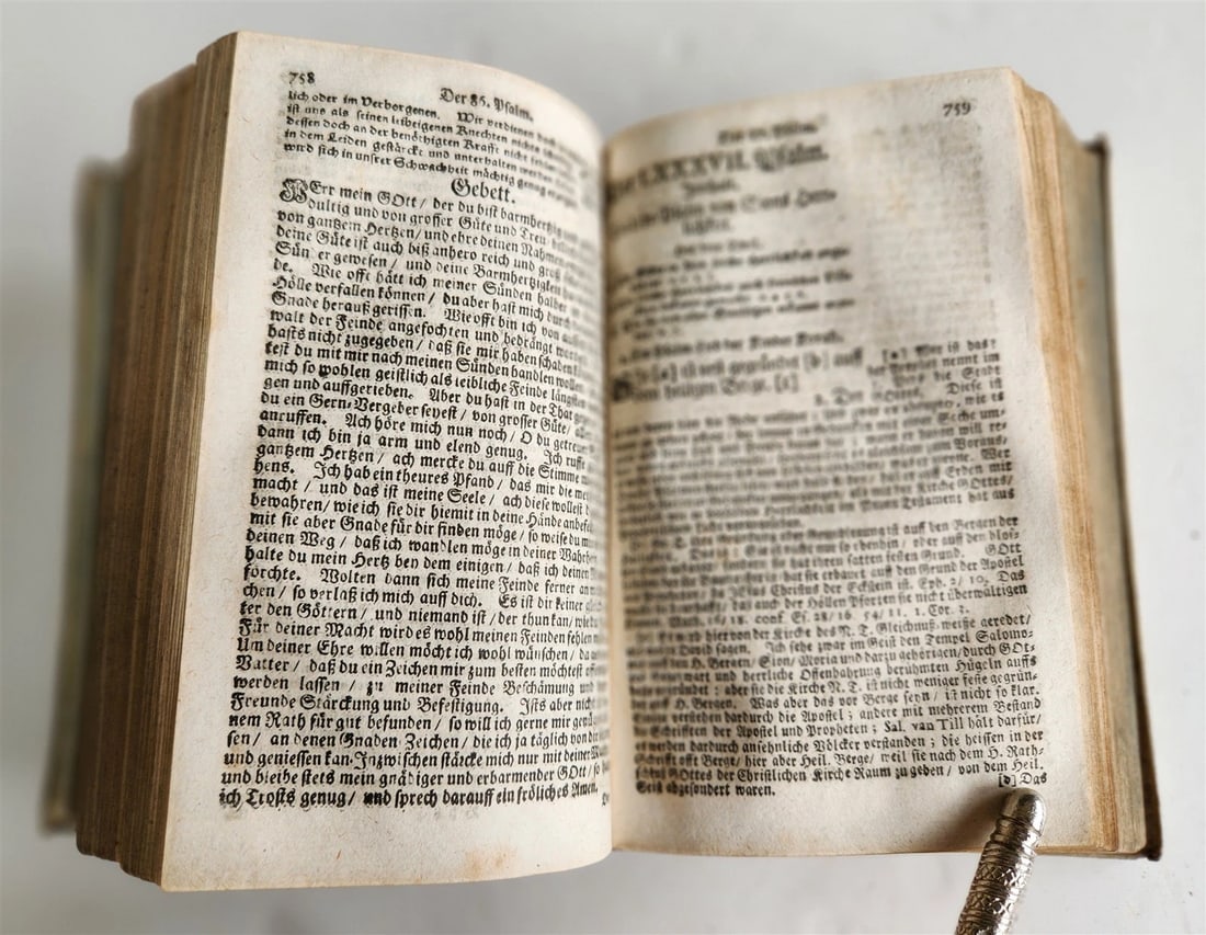 1719 PSALMS of DAVID in GERMAN antique vellum binding - 9
