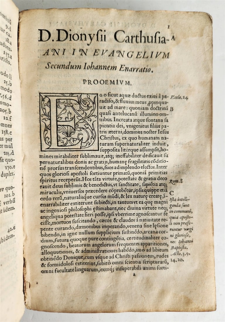 1554 Commentary on Gospel of John by Dionysius Carthusian antique vellum binding - 5